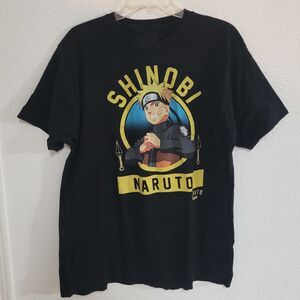 VTG Naruto Anime T-Shirt Mens XL Black Shinobi Shippuden T Shirt